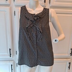 LOFT Black and White Patterned Blouse